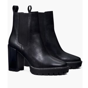 🆕Tory Burch Chelsea 70mm Lug Bootie Black Boot Size 8.5 NEW